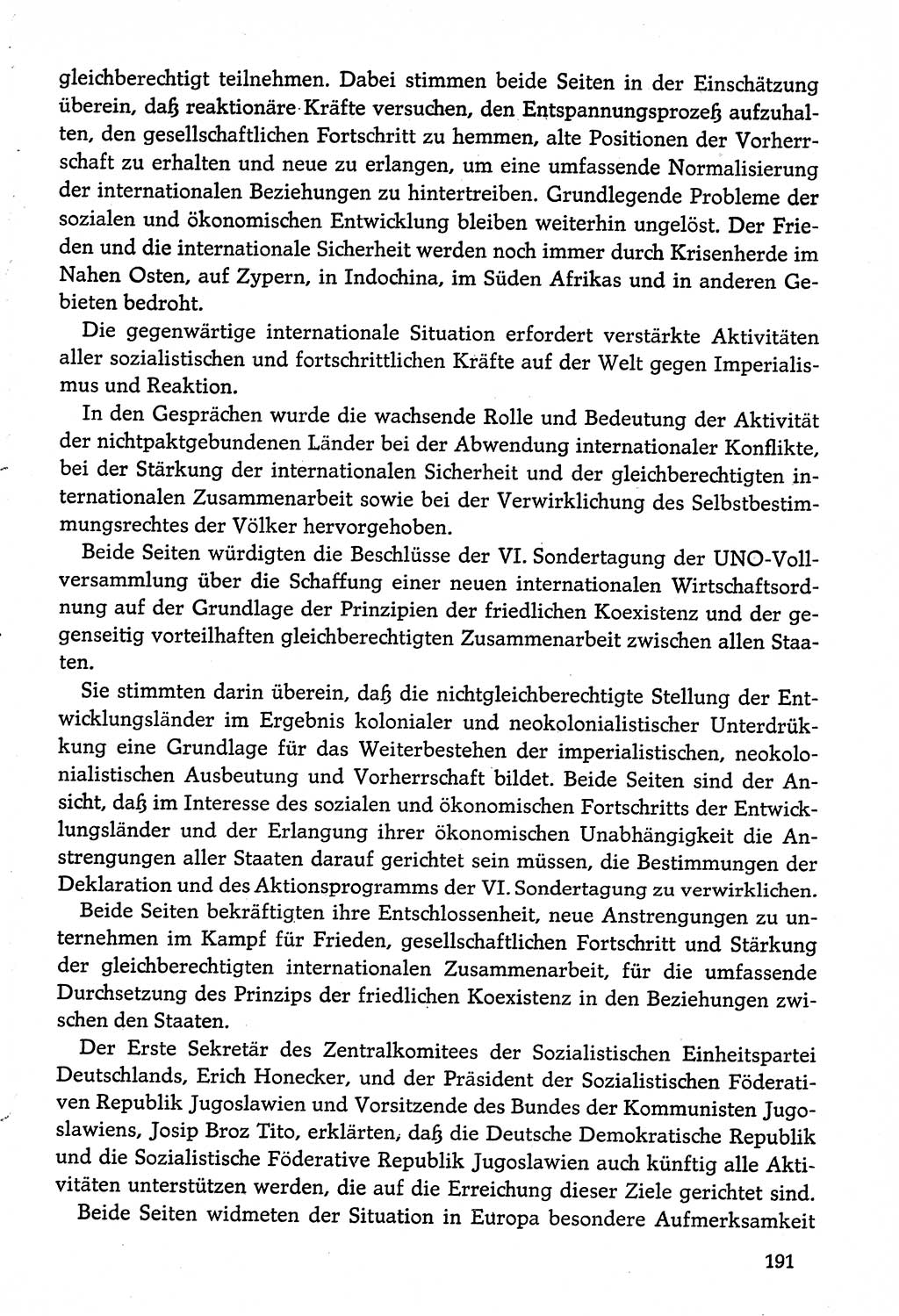 Dokumente der Sozialistischen Einheitspartei Deutschlands (SED) [Deutsche Demokratische Republik (DDR)] 1974-1975, Seite 191 (Dok. SED DDR 1978, Bd. ⅩⅤ, S. 191)