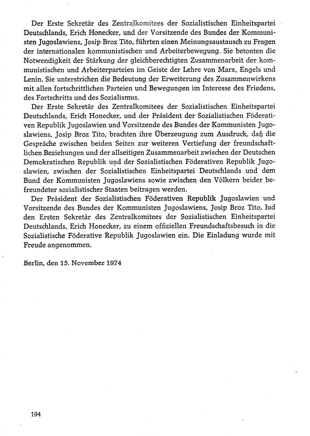 Dokumente der Sozialistischen Einheitspartei Deutschlands (SED) [Deutsche Demokratische Republik (DDR)] 1974-1975, Seite 194 (Dok. SED DDR 1978, Bd. ⅩⅤ, S. 194)