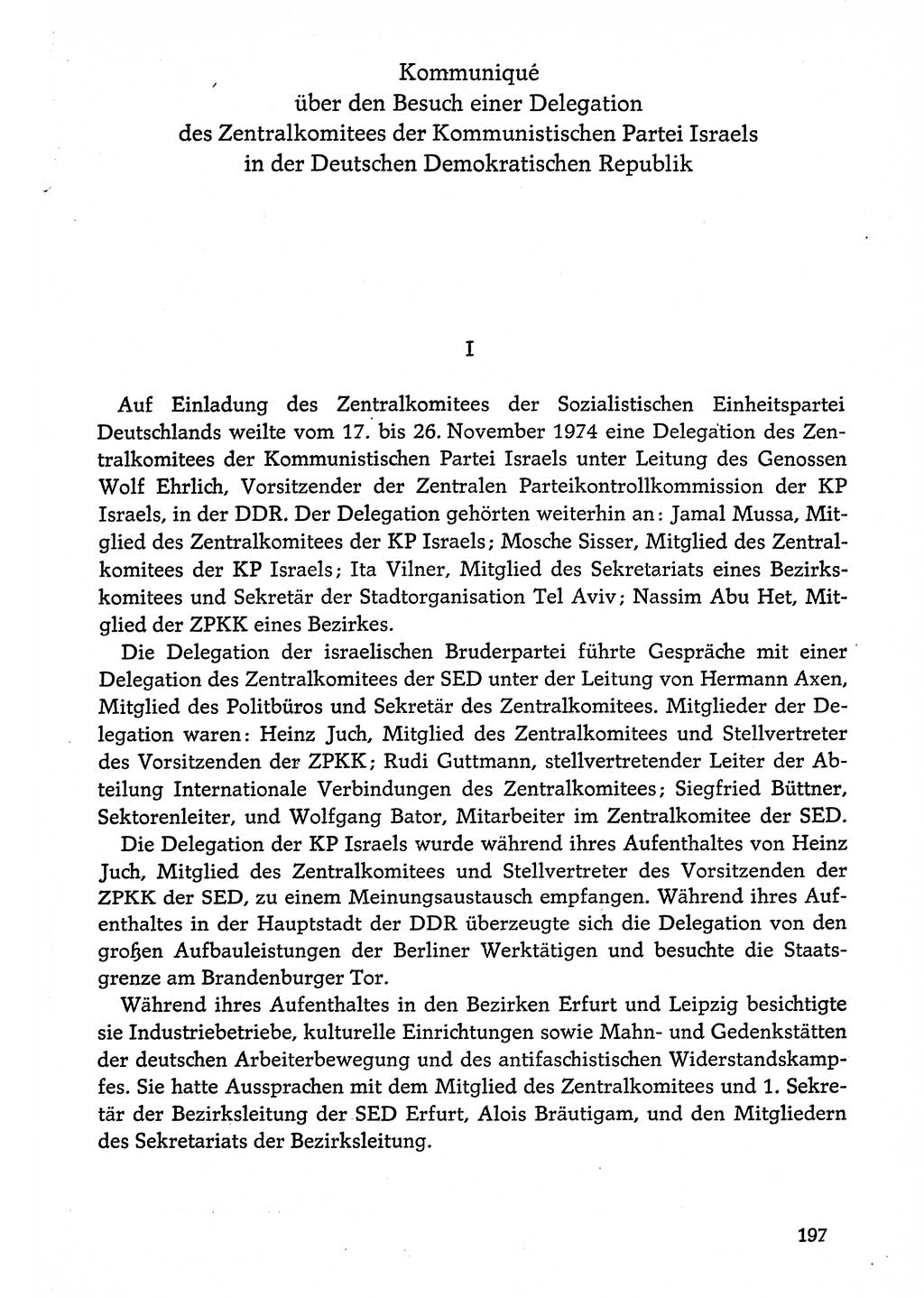 Dokumente der Sozialistischen Einheitspartei Deutschlands (SED) [Deutsche Demokratische Republik (DDR)] 1974-1975, Seite 197 (Dok. SED DDR 1978, Bd. ⅩⅤ, S. 197)