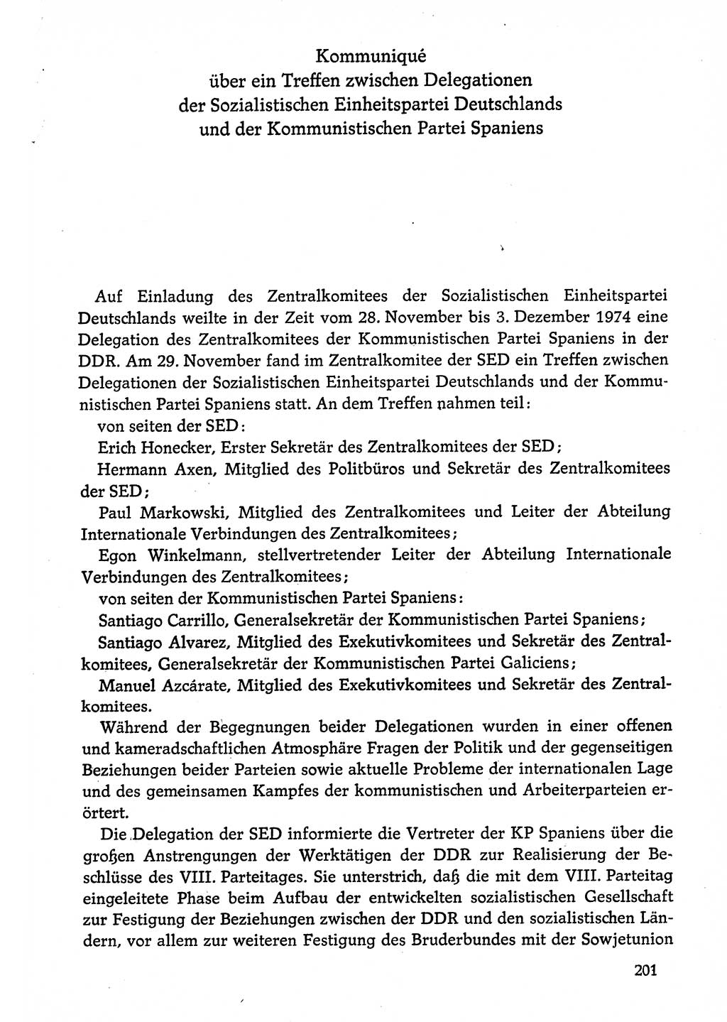 Dokumente der Sozialistischen Einheitspartei Deutschlands (SED) [Deutsche Demokratische Republik (DDR)] 1974-1975, Seite 201 (Dok. SED DDR 1978, Bd. ⅩⅤ, S. 201)