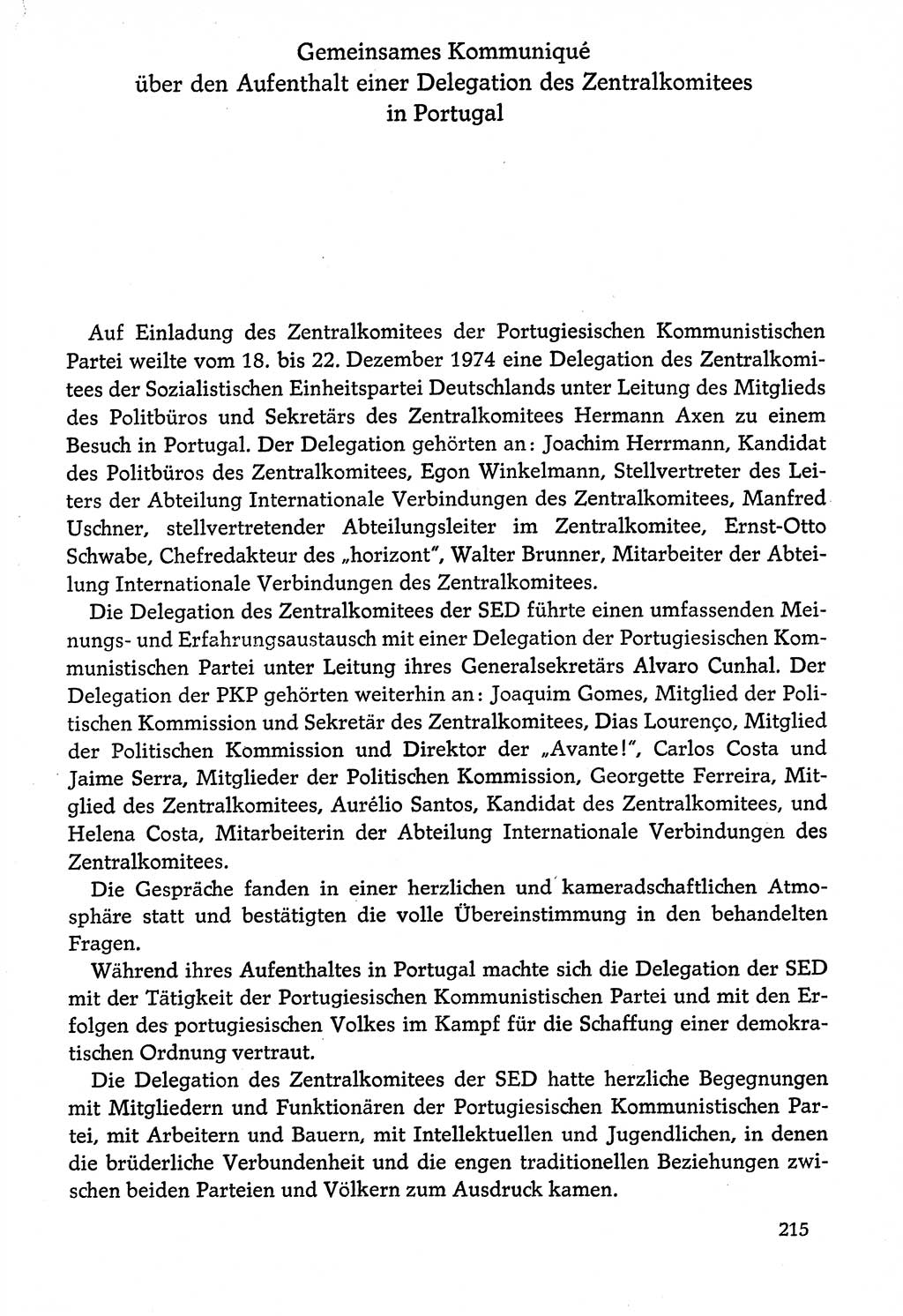 Dokumente der Sozialistischen Einheitspartei Deutschlands (SED) [Deutsche Demokratische Republik (DDR)] 1974-1975, Seite 215 (Dok. SED DDR 1978, Bd. ⅩⅤ, S. 215)