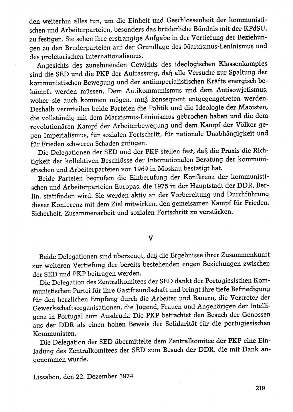 Dokumente der Sozialistischen Einheitspartei Deutschlands (SED) [Deutsche Demokratische Republik (DDR)] 1974-1975, Seite 219 (Dok. SED DDR 1978, Bd. ⅩⅤ, S. 219)
