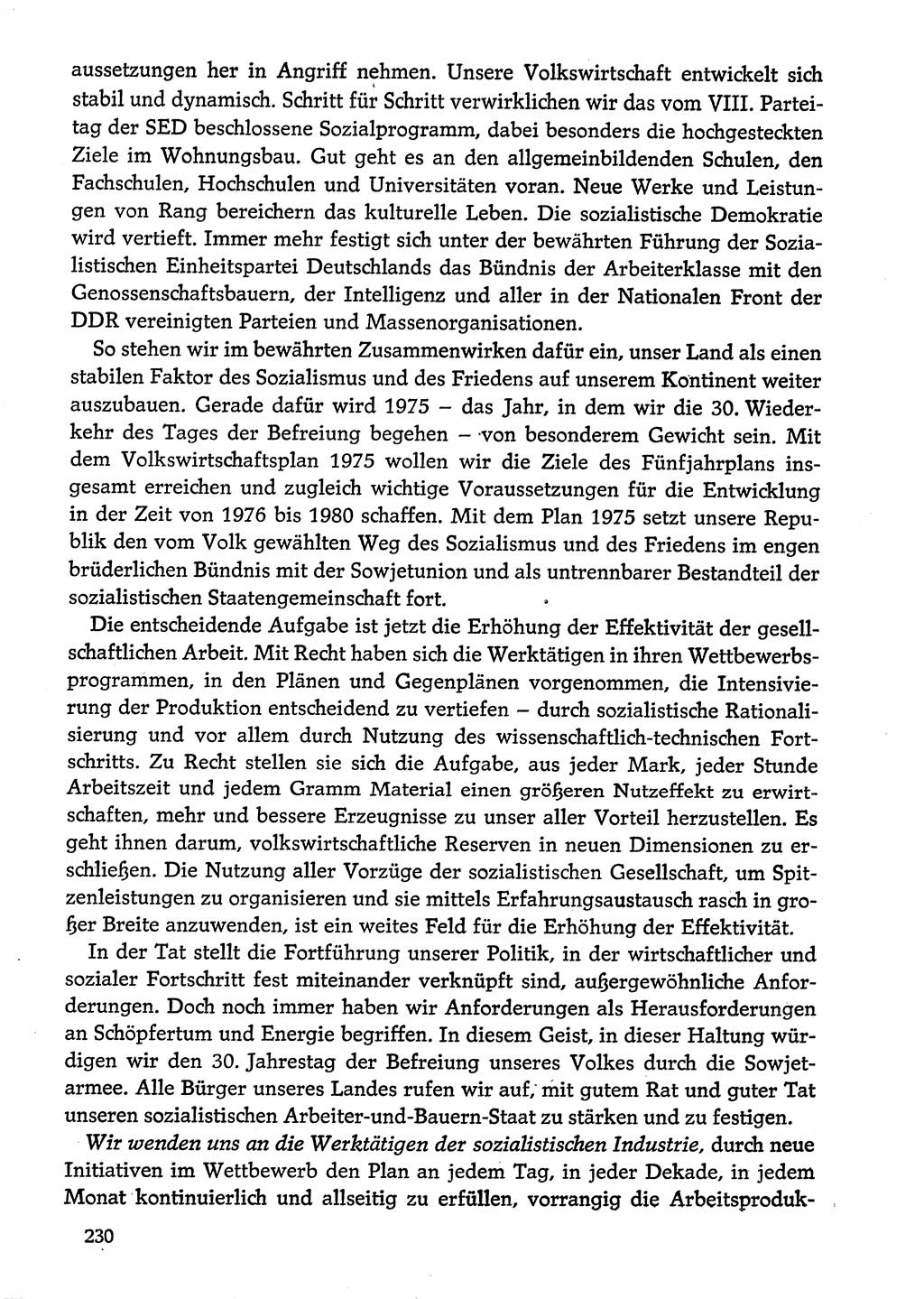 Dokumente der Sozialistischen Einheitspartei Deutschlands (SED) [Deutsche Demokratische Republik (DDR)] 1974-1975, Seite 230 (Dok. SED DDR 1978, Bd. ⅩⅤ, S. 230)