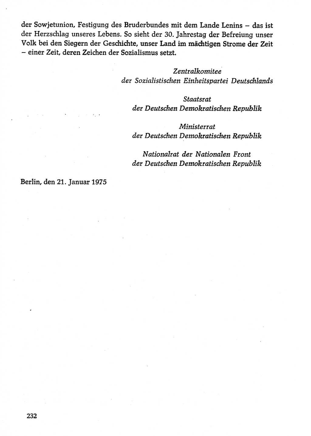 Dokumente der Sozialistischen Einheitspartei Deutschlands (SED) [Deutsche Demokratische Republik (DDR)] 1974-1975, Seite 232 (Dok. SED DDR 1978, Bd. ⅩⅤ, S. 232)