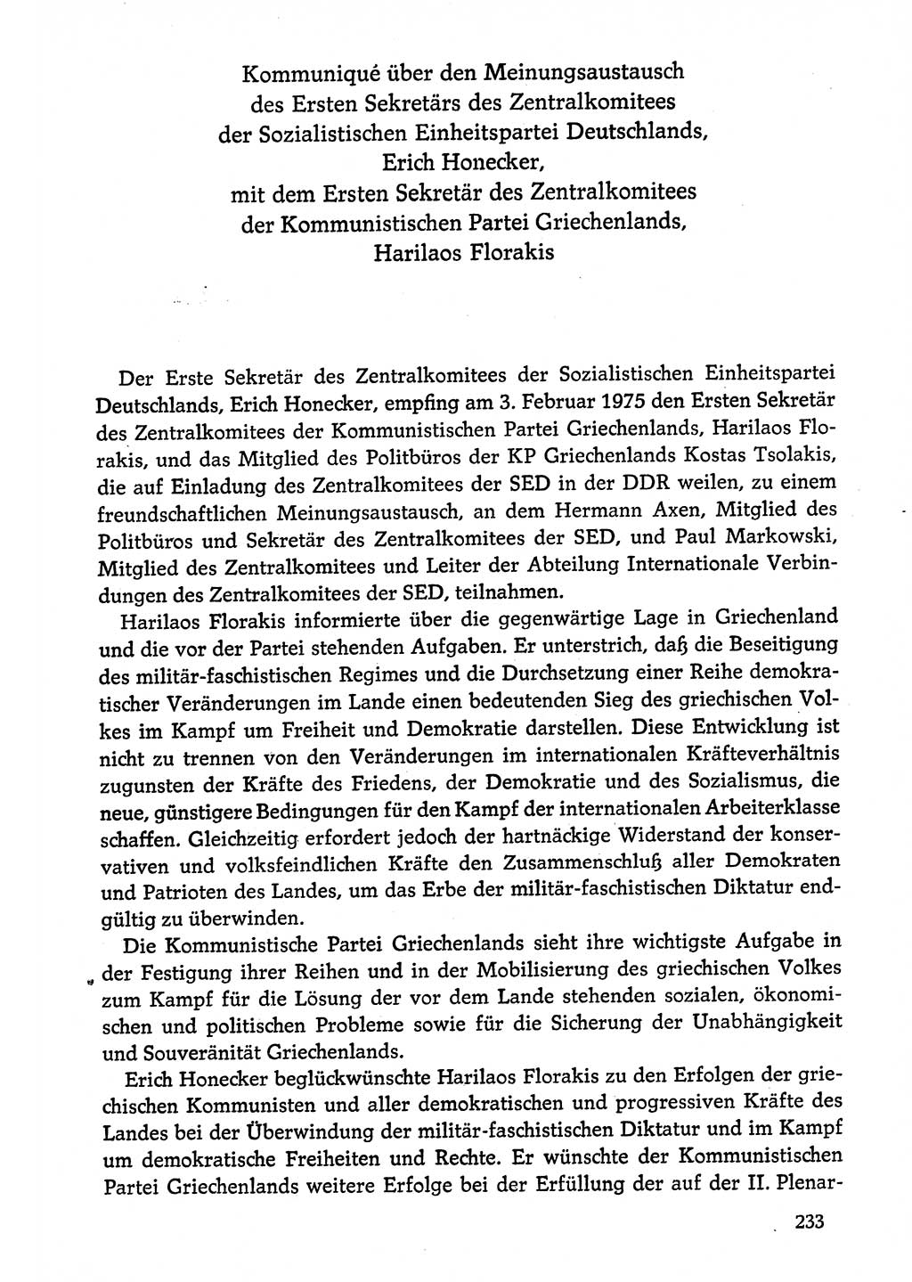 Dokumente der Sozialistischen Einheitspartei Deutschlands (SED) [Deutsche Demokratische Republik (DDR)] 1974-1975, Seite 233 (Dok. SED DDR 1978, Bd. â…©â…¤, S. 233)