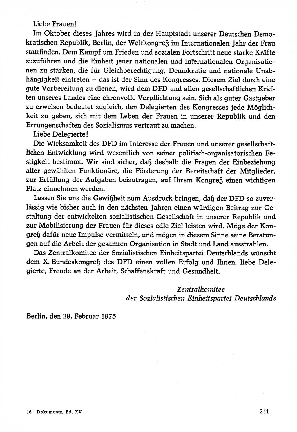 Dokumente der Sozialistischen Einheitspartei Deutschlands (SED) [Deutsche Demokratische Republik (DDR)] 1974-1975, Seite 241 (Dok. SED DDR 1978, Bd. ⅩⅤ, S. 241)