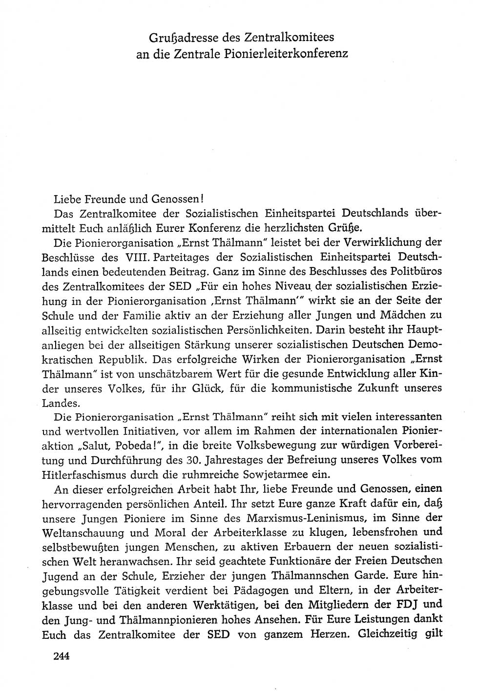 Dokumente der Sozialistischen Einheitspartei Deutschlands (SED) [Deutsche Demokratische Republik (DDR)] 1974-1975, Seite 244 (Dok. SED DDR 1978, Bd. ⅩⅤ, S. 244)