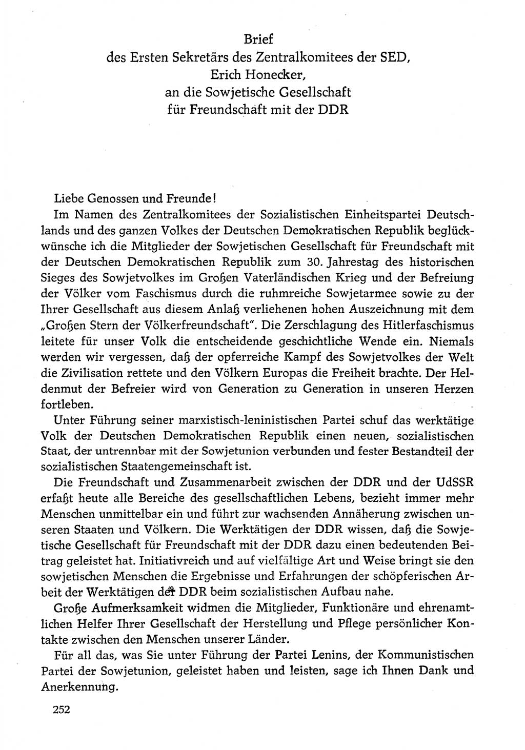 Dokumente der Sozialistischen Einheitspartei Deutschlands (SED) [Deutsche Demokratische Republik (DDR)] 1974-1975, Seite 252 (Dok. SED DDR 1978, Bd. ⅩⅤ, S. 252)