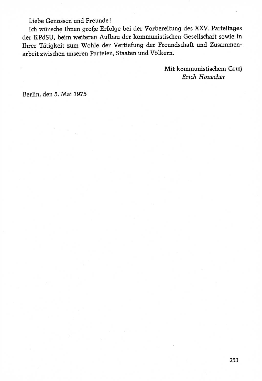 Dokumente der Sozialistischen Einheitspartei Deutschlands (SED) [Deutsche Demokratische Republik (DDR)] 1974-1975, Seite 253 (Dok. SED DDR 1978, Bd. ⅩⅤ, S. 253)