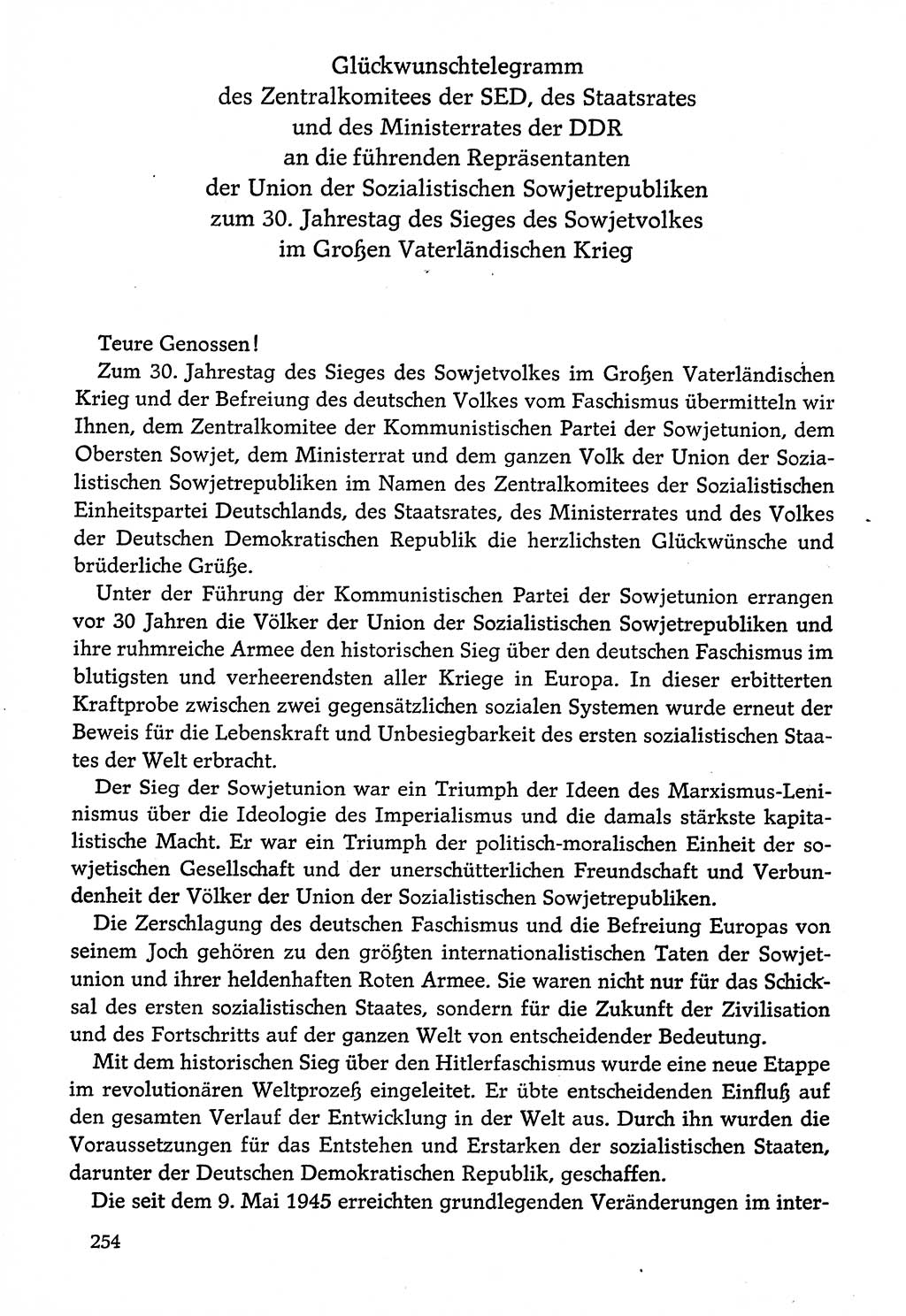 Dokumente der Sozialistischen Einheitspartei Deutschlands (SED) [Deutsche Demokratische Republik (DDR)] 1974-1975, Seite 254 (Dok. SED DDR 1978, Bd. ⅩⅤ, S. 254)