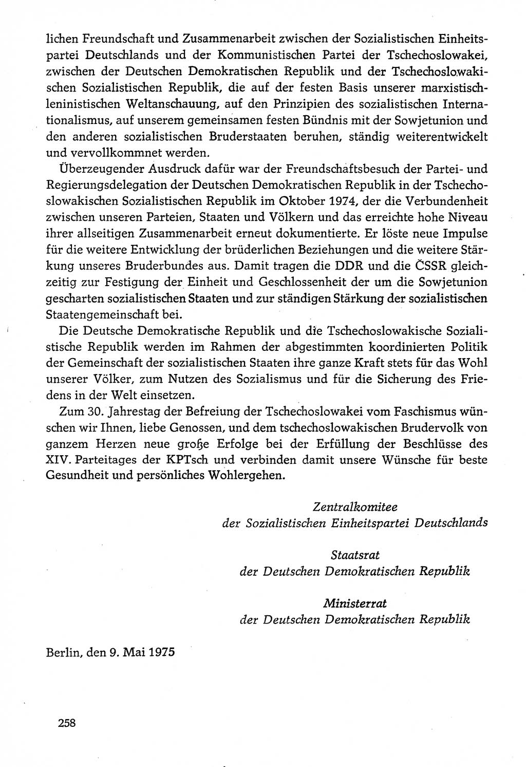 Dokumente der Sozialistischen Einheitspartei Deutschlands (SED) [Deutsche Demokratische Republik (DDR)] 1974-1975, Seite 258 (Dok. SED DDR 1978, Bd. ⅩⅤ, S. 258)