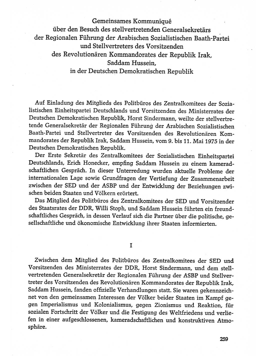 Dokumente der Sozialistischen Einheitspartei Deutschlands (SED) [Deutsche Demokratische Republik (DDR)] 1974-1975, Seite 259 (Dok. SED DDR 1978, Bd. ⅩⅤ, S. 259)