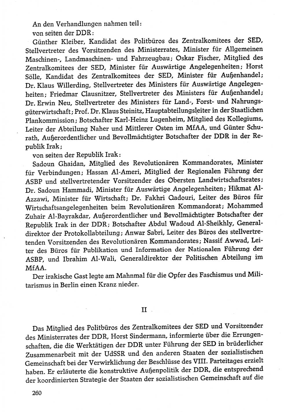 Dokumente der Sozialistischen Einheitspartei Deutschlands (SED) [Deutsche Demokratische Republik (DDR)] 1974-1975, Seite 260 (Dok. SED DDR 1978, Bd. ⅩⅤ, S. 260)