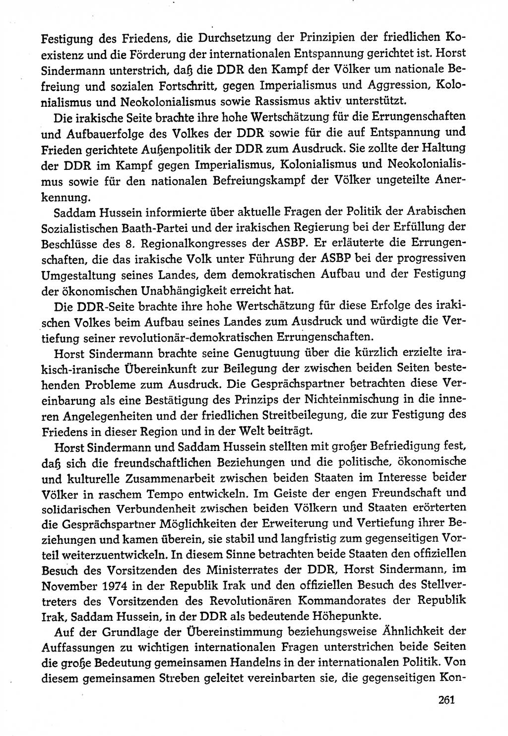 Dokumente der Sozialistischen Einheitspartei Deutschlands (SED) [Deutsche Demokratische Republik (DDR)] 1974-1975, Seite 261 (Dok. SED DDR 1978, Bd. ⅩⅤ, S. 261)