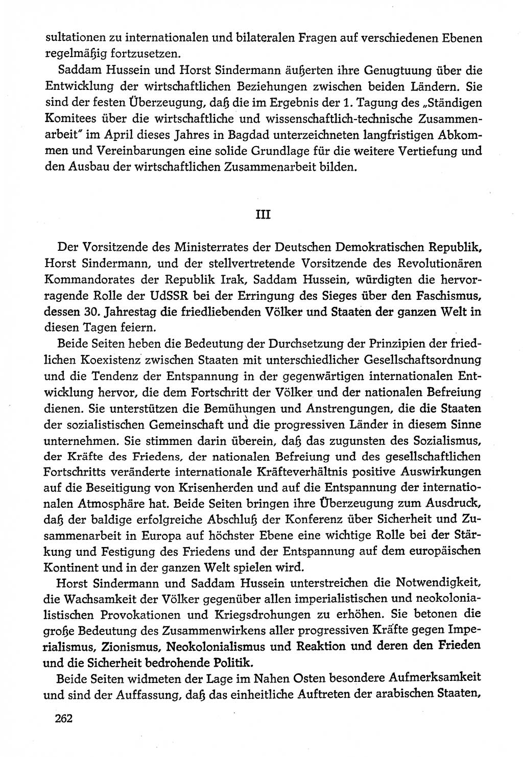 Dokumente der Sozialistischen Einheitspartei Deutschlands (SED) [Deutsche Demokratische Republik (DDR)] 1974-1975, Seite 262 (Dok. SED DDR 1978, Bd. ⅩⅤ, S. 262)