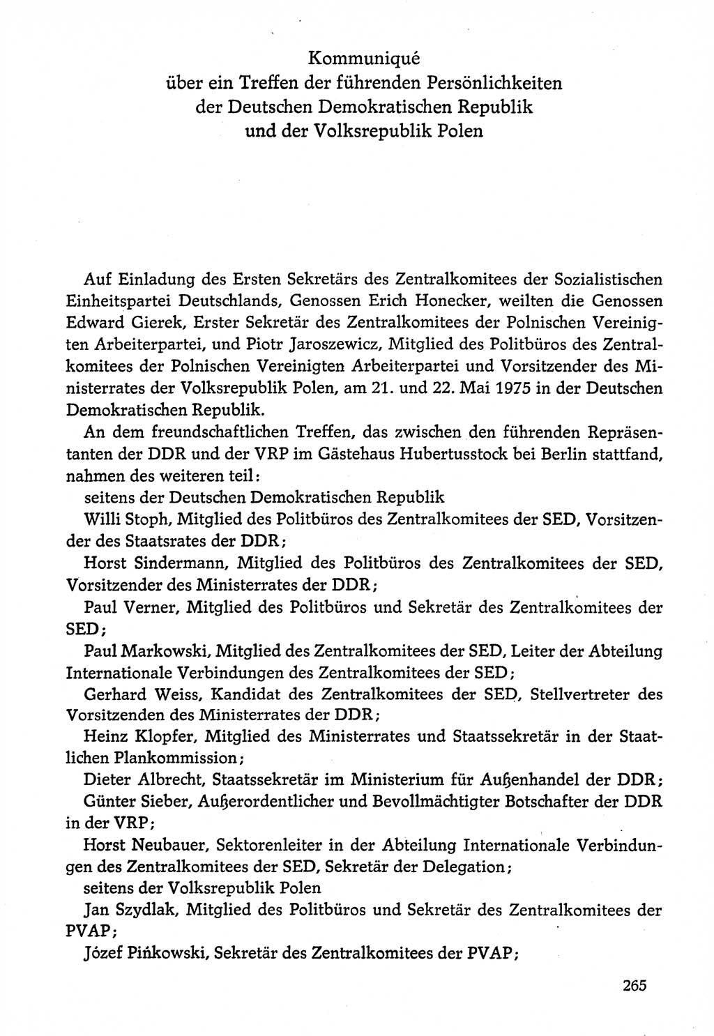 Dokumente der Sozialistischen Einheitspartei Deutschlands (SED) [Deutsche Demokratische Republik (DDR)] 1974-1975, Seite 265 (Dok. SED DDR 1978, Bd. ⅩⅤ, S. 265)