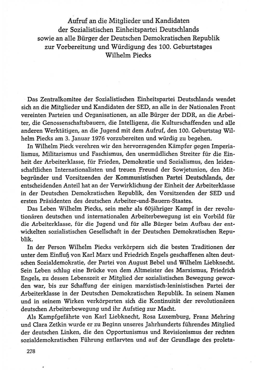 Dokumente der Sozialistischen Einheitspartei Deutschlands (SED) [Deutsche Demokratische Republik (DDR)] 1974-1975, Seite 278 (Dok. SED DDR 1978, Bd. ⅩⅤ, S. 278)