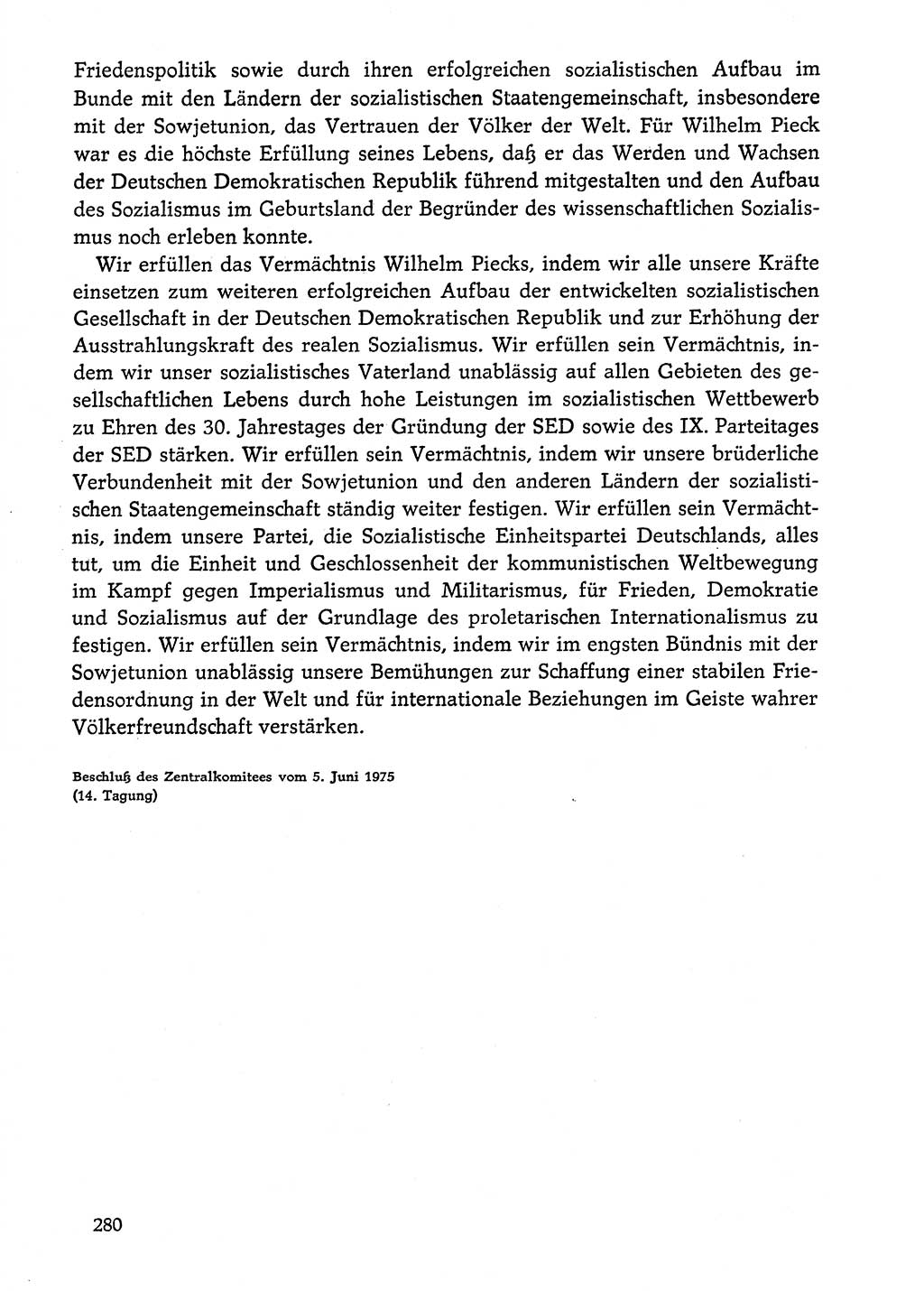 Dokumente der Sozialistischen Einheitspartei Deutschlands (SED) [Deutsche Demokratische Republik (DDR)] 1974-1975, Seite 280 (Dok. SED DDR 1978, Bd. ⅩⅤ, S. 280)