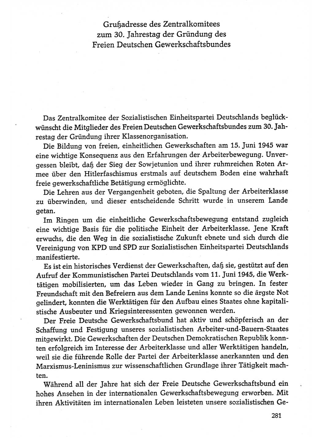 Dokumente der Sozialistischen Einheitspartei Deutschlands (SED) [Deutsche Demokratische Republik (DDR)] 1974-1975, Seite 281 (Dok. SED DDR 1978, Bd. ⅩⅤ, S. 281)