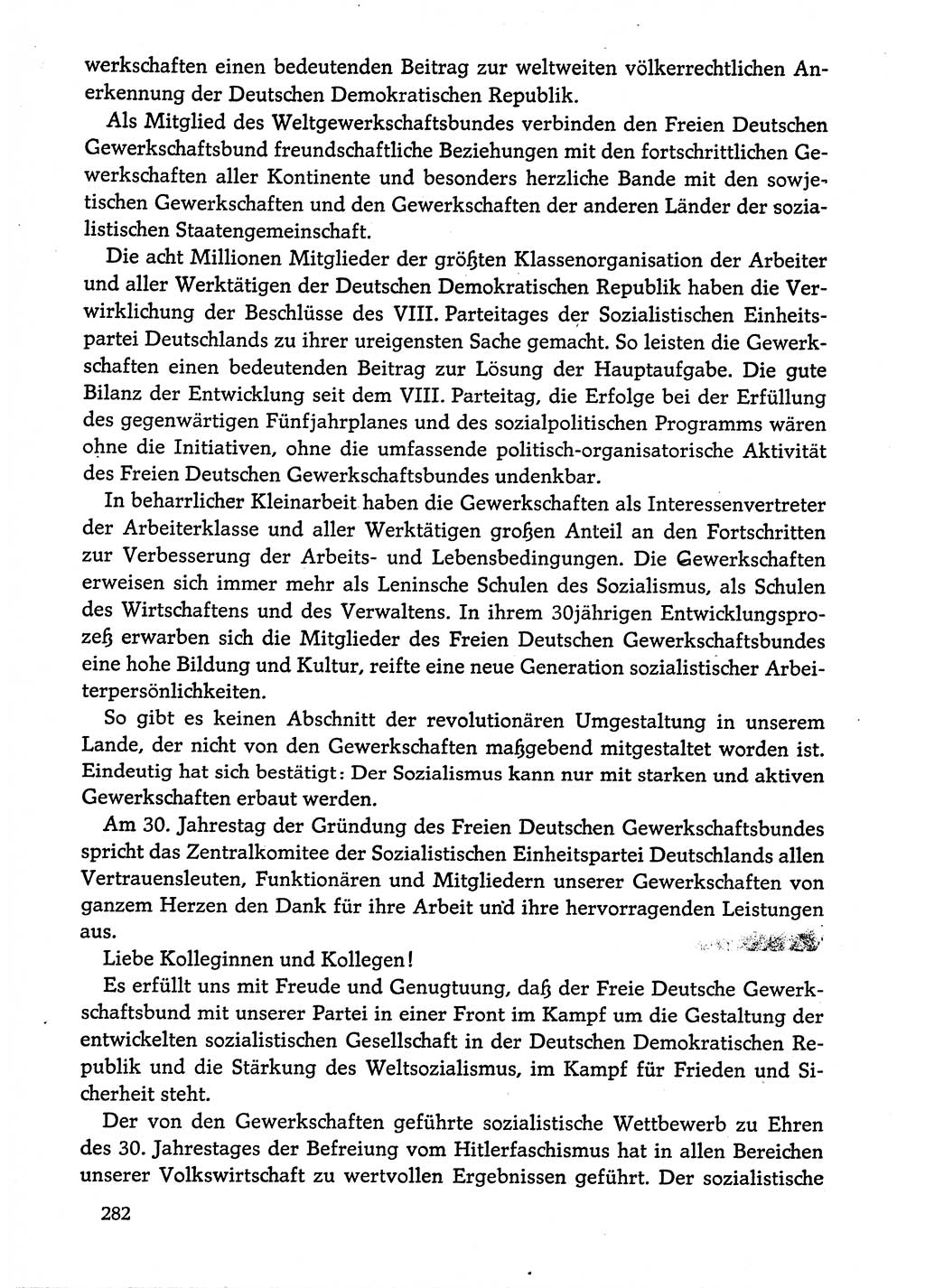 Dokumente der Sozialistischen Einheitspartei Deutschlands (SED) [Deutsche Demokratische Republik (DDR)] 1974-1975, Seite 282 (Dok. SED DDR 1978, Bd. ⅩⅤ, S. 282)