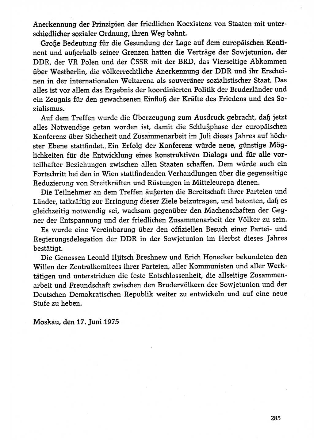 Dokumente der Sozialistischen Einheitspartei Deutschlands (SED) [Deutsche Demokratische Republik (DDR)] 1974-1975, Seite 285 (Dok. SED DDR 1978, Bd. ⅩⅤ, S. 285)