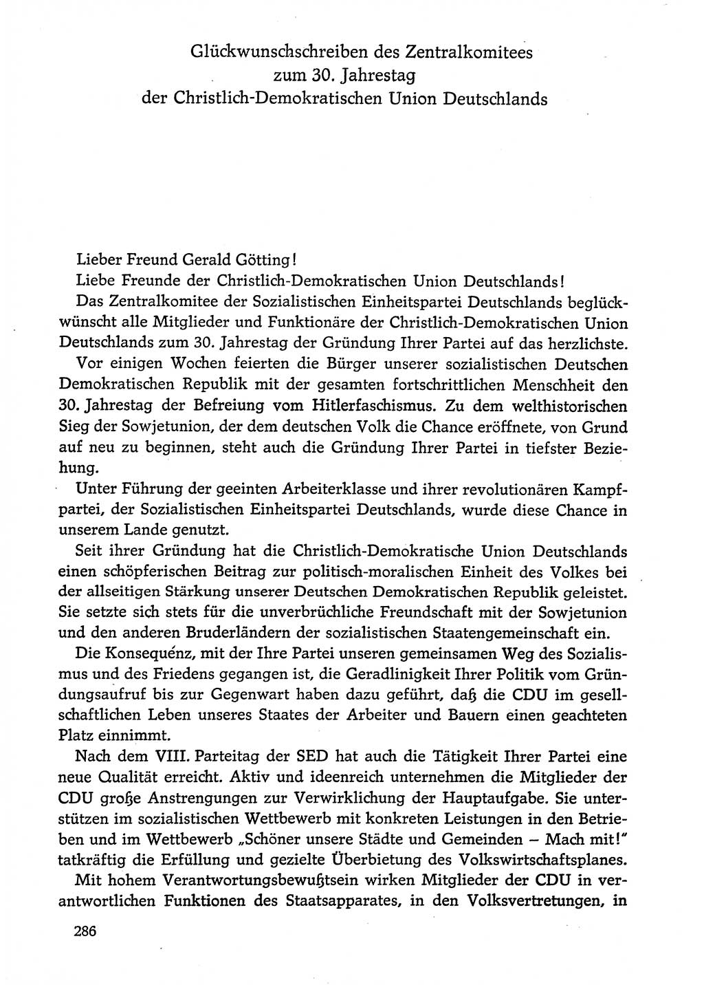 Dokumente der Sozialistischen Einheitspartei Deutschlands (SED) [Deutsche Demokratische Republik (DDR)] 1974-1975, Seite 286 (Dok. SED DDR 1978, Bd. ⅩⅤ, S. 286)