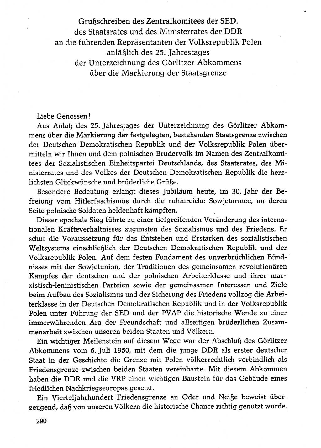 Dokumente der Sozialistischen Einheitspartei Deutschlands (SED) [Deutsche Demokratische Republik (DDR)] 1974-1975, Seite 290 (Dok. SED DDR 1978, Bd. ⅩⅤ, S. 290)