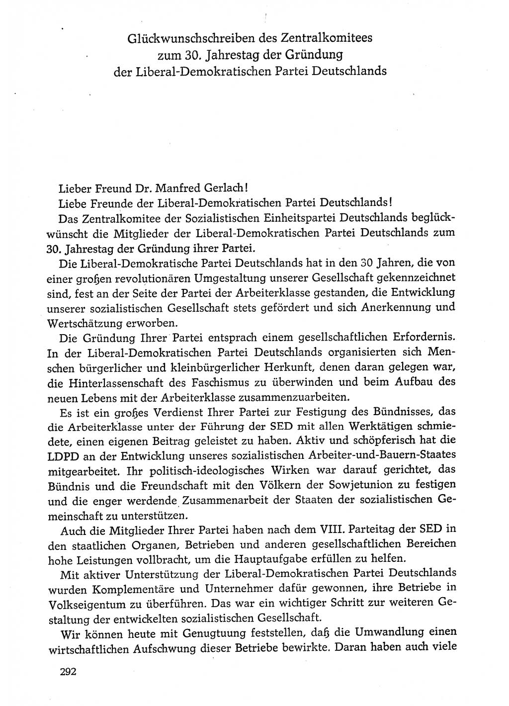 Dokumente der Sozialistischen Einheitspartei Deutschlands (SED) [Deutsche Demokratische Republik (DDR)] 1974-1975, Seite 292 (Dok. SED DDR 1978, Bd. ⅩⅤ, S. 292)