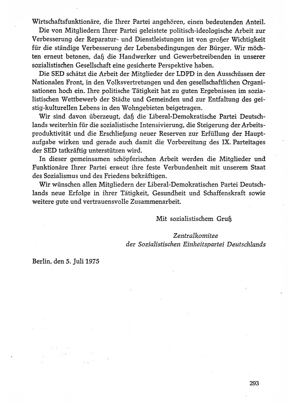 Dokumente der Sozialistischen Einheitspartei Deutschlands (SED) [Deutsche Demokratische Republik (DDR)] 1974-1975, Seite 293 (Dok. SED DDR 1978, Bd. ⅩⅤ, S. 293)