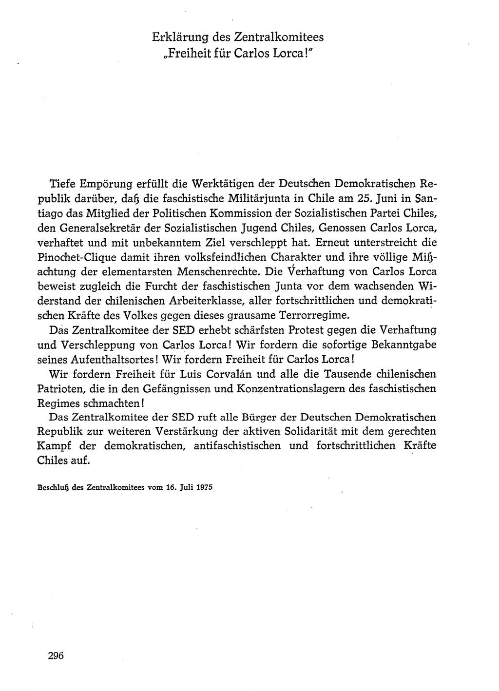 Dokumente der Sozialistischen Einheitspartei Deutschlands (SED) [Deutsche Demokratische Republik (DDR)] 1974-1975, Seite 296 (Dok. SED DDR 1978, Bd. ⅩⅤ, S. 296)