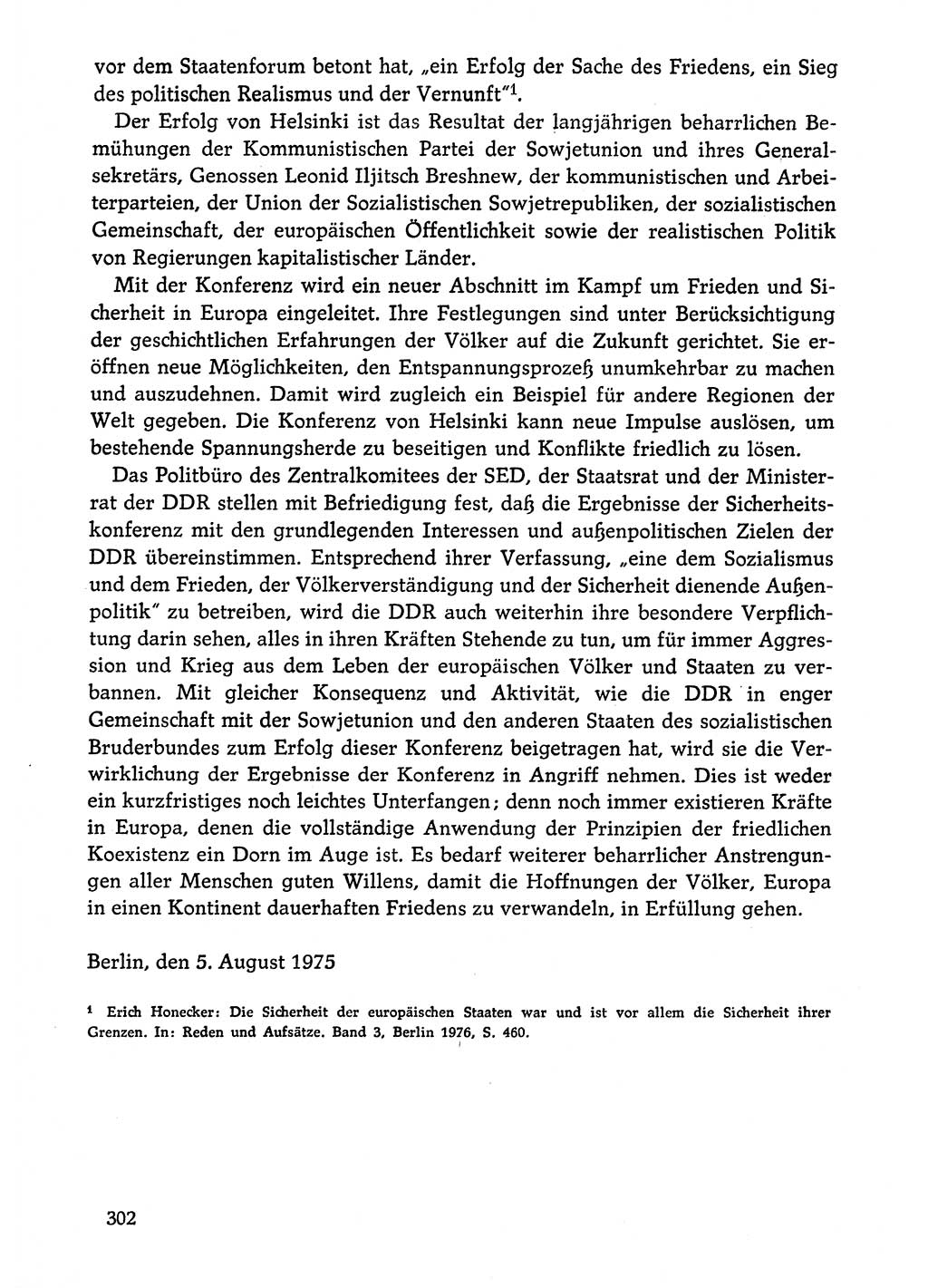 Dokumente der Sozialistischen Einheitspartei Deutschlands (SED) [Deutsche Demokratische Republik (DDR)] 1974-1975, Seite 302 (Dok. SED DDR 1978, Bd. ⅩⅤ, S. 302)