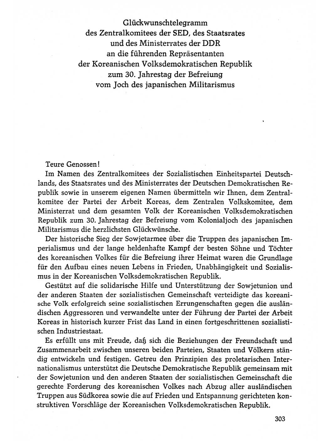 Dokumente der Sozialistischen Einheitspartei Deutschlands (SED) [Deutsche Demokratische Republik (DDR)] 1974-1975, Seite 303 (Dok. SED DDR 1978, Bd. ⅩⅤ, S. 303)