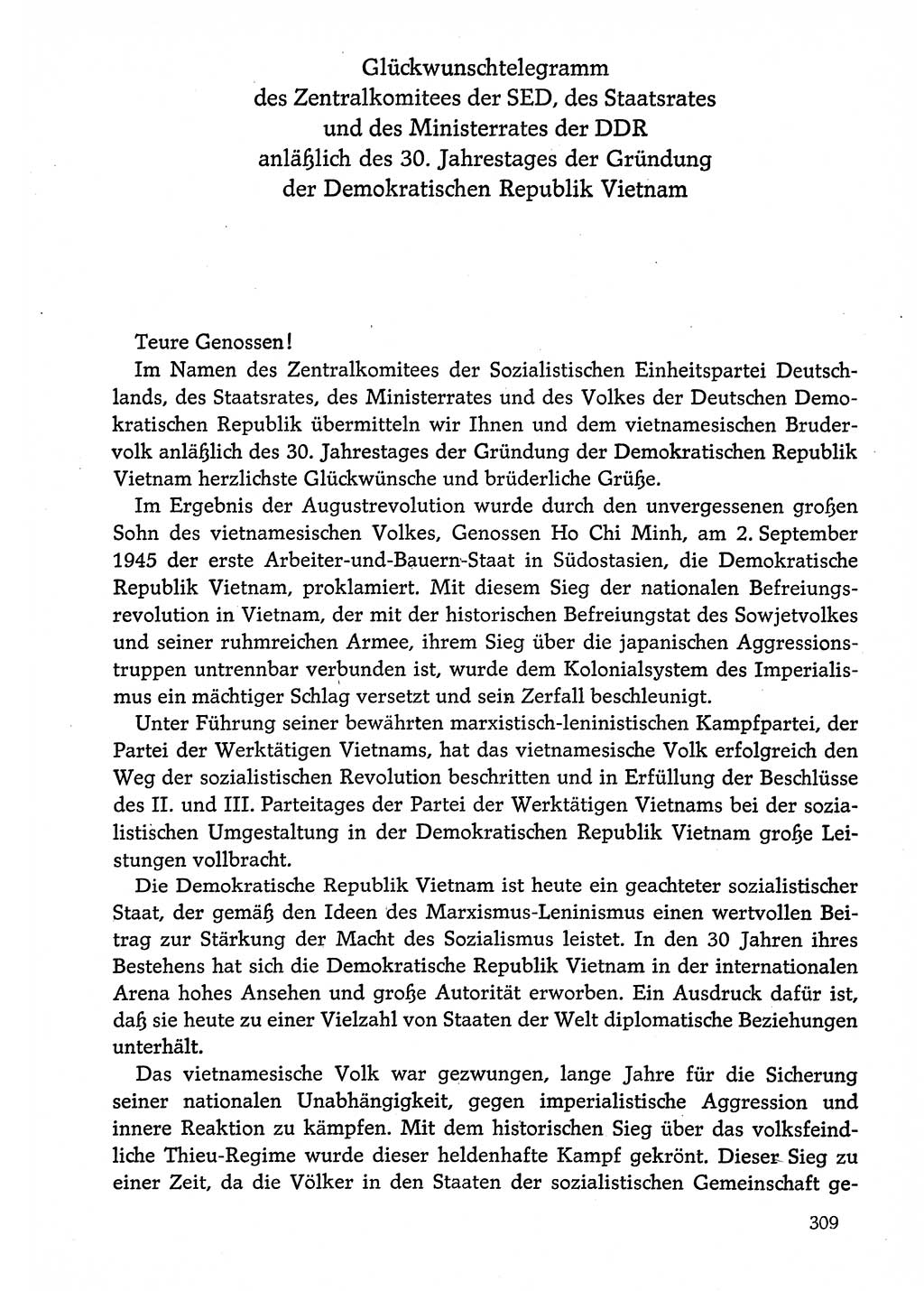 Dokumente der Sozialistischen Einheitspartei Deutschlands (SED) [Deutsche Demokratische Republik (DDR)] 1974-1975, Seite 309 (Dok. SED DDR 1978, Bd. ⅩⅤ, S. 309)