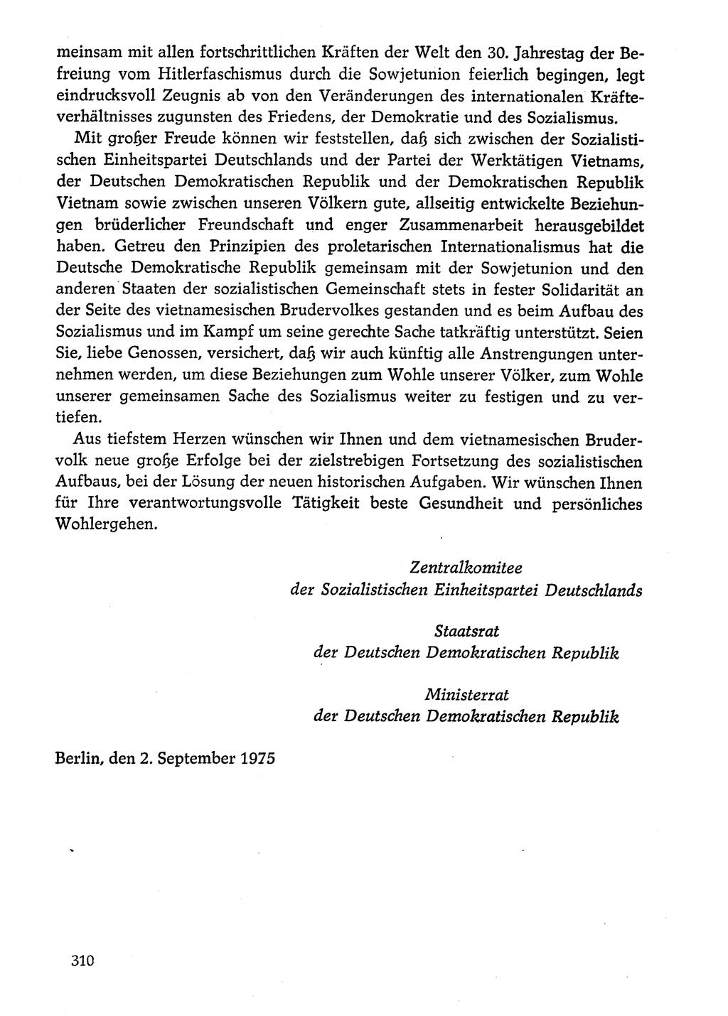 Dokumente der Sozialistischen Einheitspartei Deutschlands (SED) [Deutsche Demokratische Republik (DDR)] 1974-1975, Seite 310 (Dok. SED DDR 1978, Bd. ⅩⅤ, S. 310)