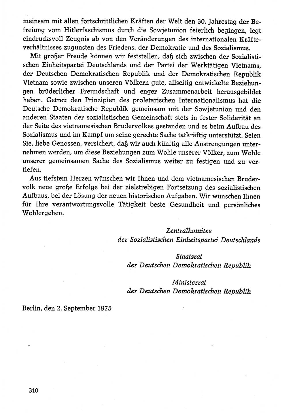 Dokumente der Sozialistischen Einheitspartei Deutschlands (SED) [Deutsche Demokratische Republik (DDR)] 1974-1975, Seite 310 (Dok. SED DDR 1978, Bd. ⅩⅤ, S. 310)