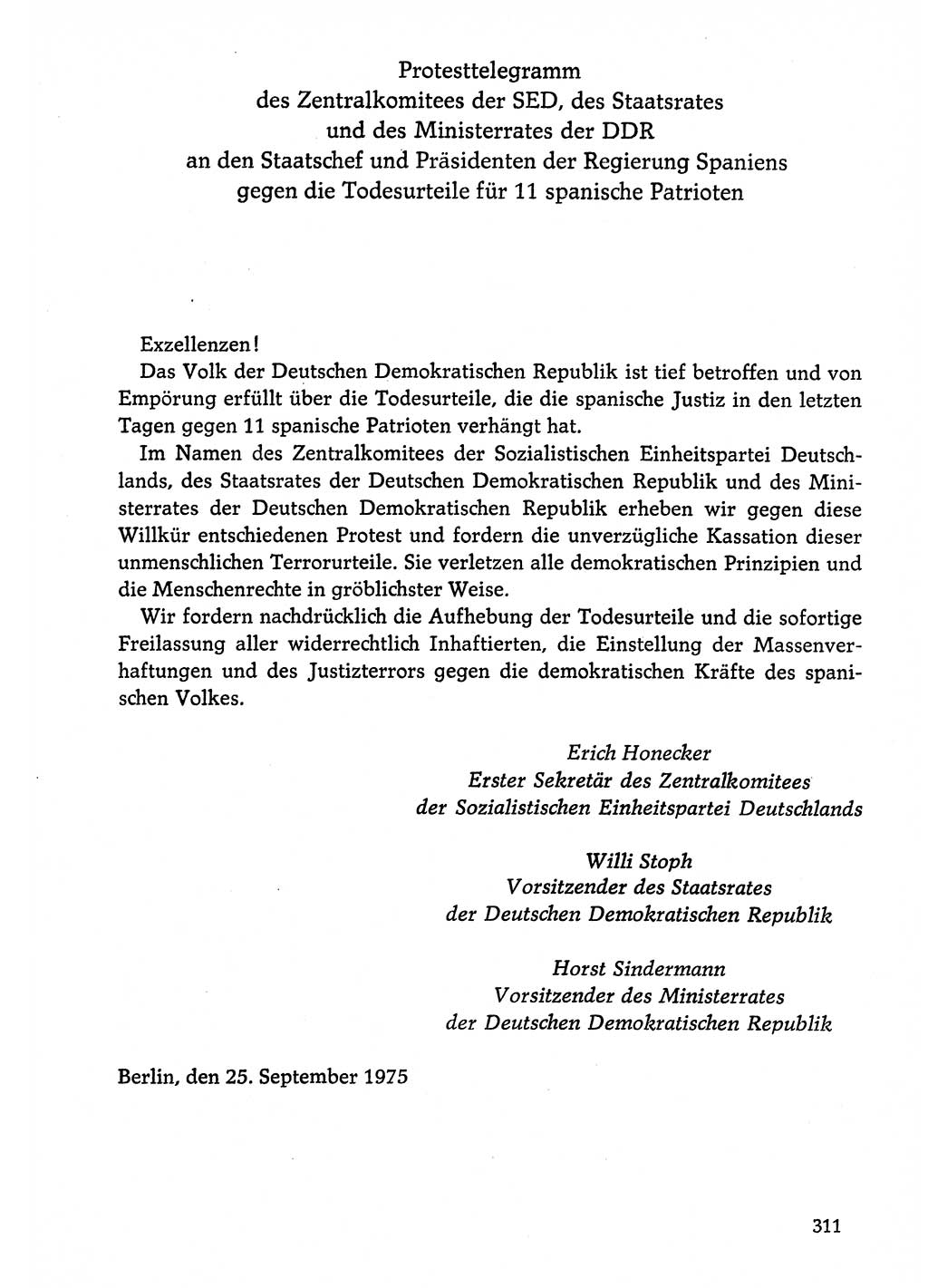 Dokumente der Sozialistischen Einheitspartei Deutschlands (SED) [Deutsche Demokratische Republik (DDR)] 1974-1975, Seite 311 (Dok. SED DDR 1978, Bd. ⅩⅤ, S. 311)
