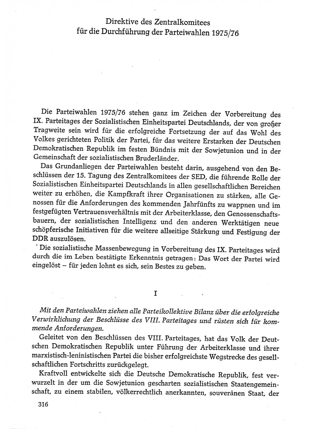 Dokumente der Sozialistischen Einheitspartei Deutschlands (SED) [Deutsche Demokratische Republik (DDR)] 1974-1975, Seite 316 (Dok. SED DDR 1978, Bd. ⅩⅤ, S. 316)