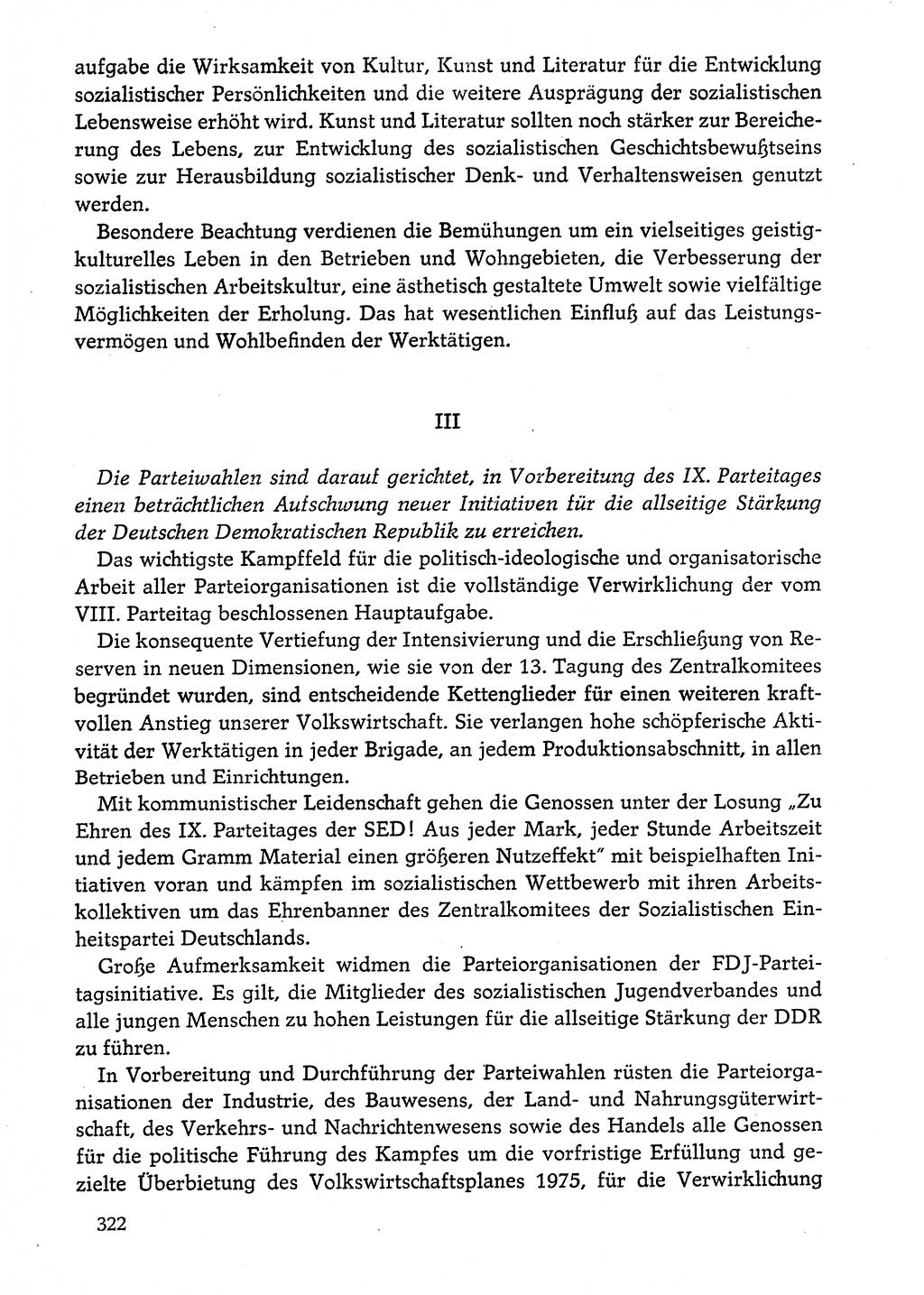 Dokumente der Sozialistischen Einheitspartei Deutschlands (SED) [Deutsche Demokratische Republik (DDR)] 1974-1975, Seite 322 (Dok. SED DDR 1978, Bd. ⅩⅤ, S. 322)