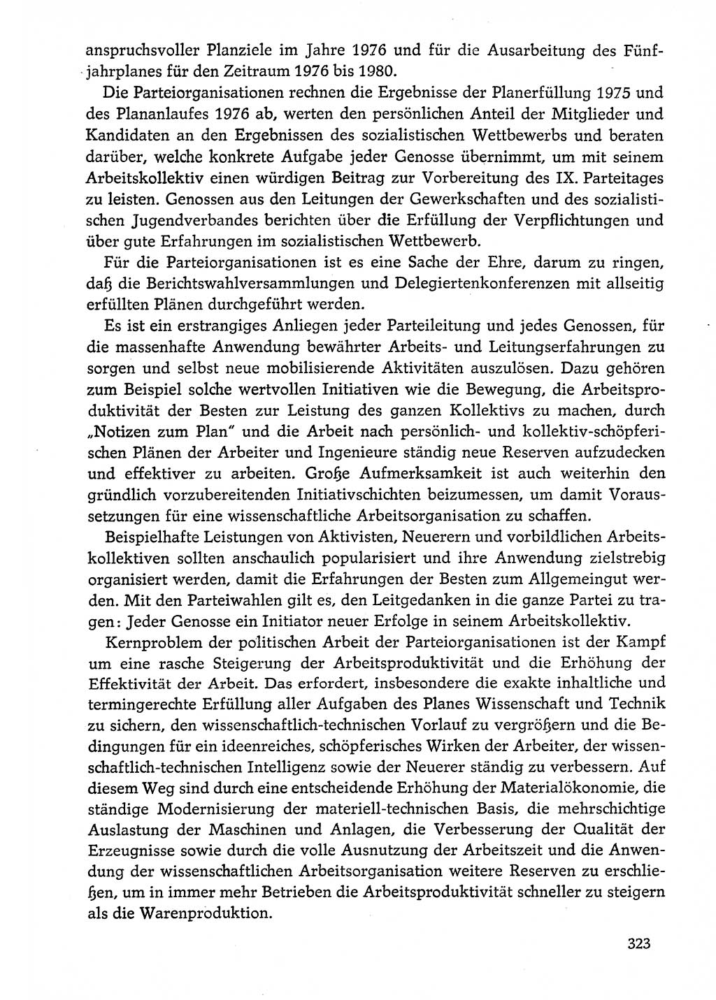 Dokumente der Sozialistischen Einheitspartei Deutschlands (SED) [Deutsche Demokratische Republik (DDR)] 1974-1975, Seite 323 (Dok. SED DDR 1978, Bd. ⅩⅤ, S. 323)
