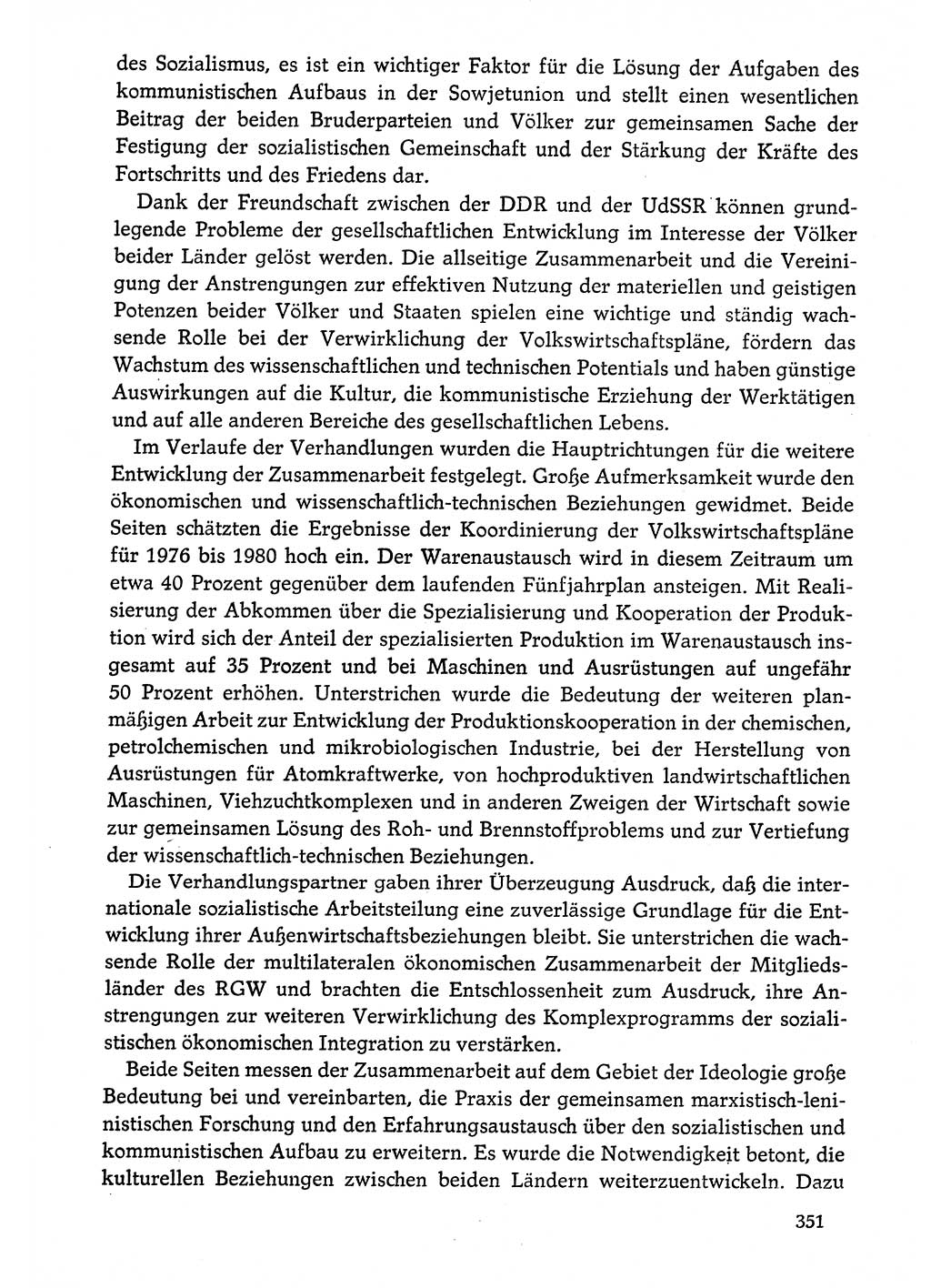 Dokumente der Sozialistischen Einheitspartei Deutschlands (SED) [Deutsche Demokratische Republik (DDR)] 1974-1975, Seite 351 (Dok. SED DDR 1978, Bd. ⅩⅤ, S. 351)