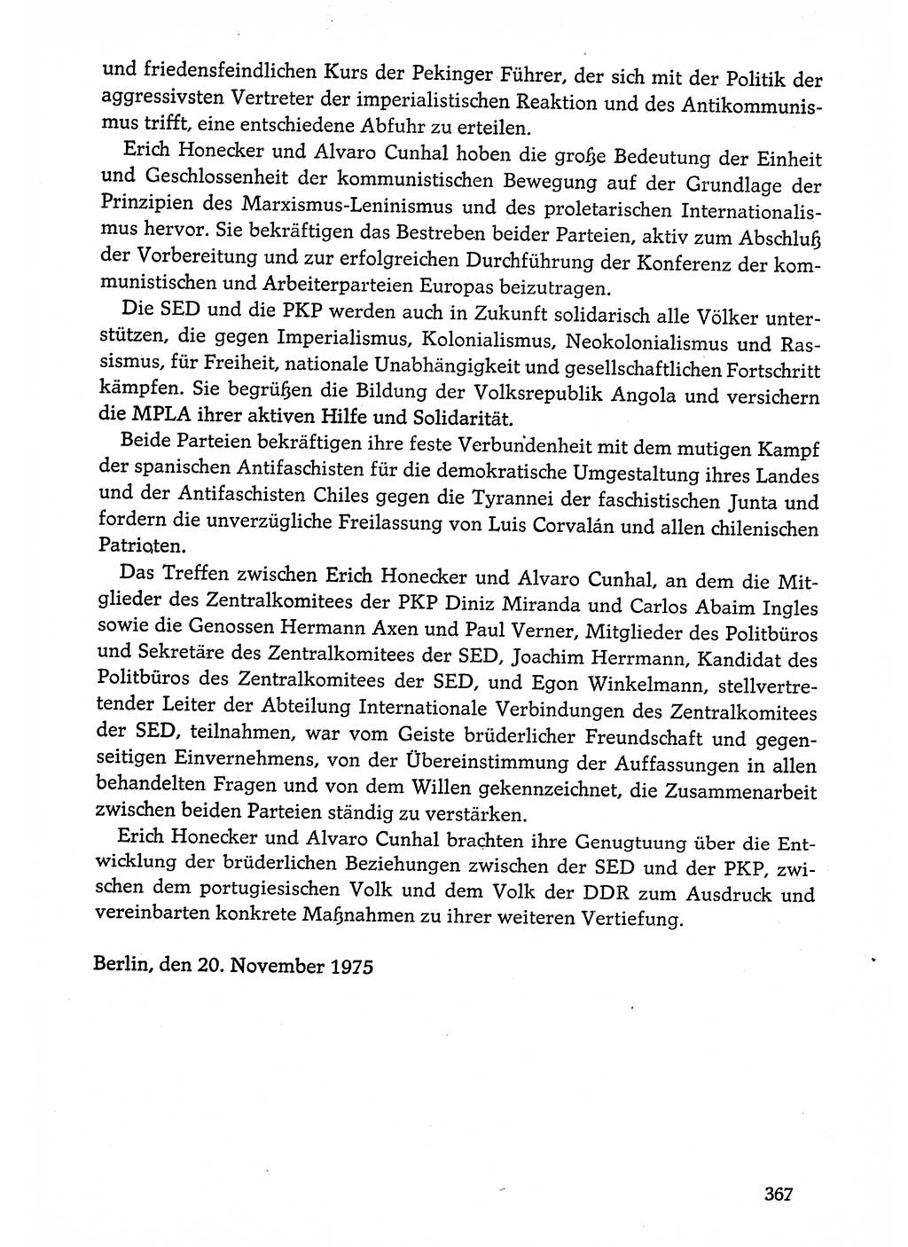 Dokumente der Sozialistischen Einheitspartei Deutschlands (SED) [Deutsche Demokratische Republik (DDR)] 1974-1975, Seite 367 (Dok. SED DDR 1978, Bd. ⅩⅤ, S. 367)