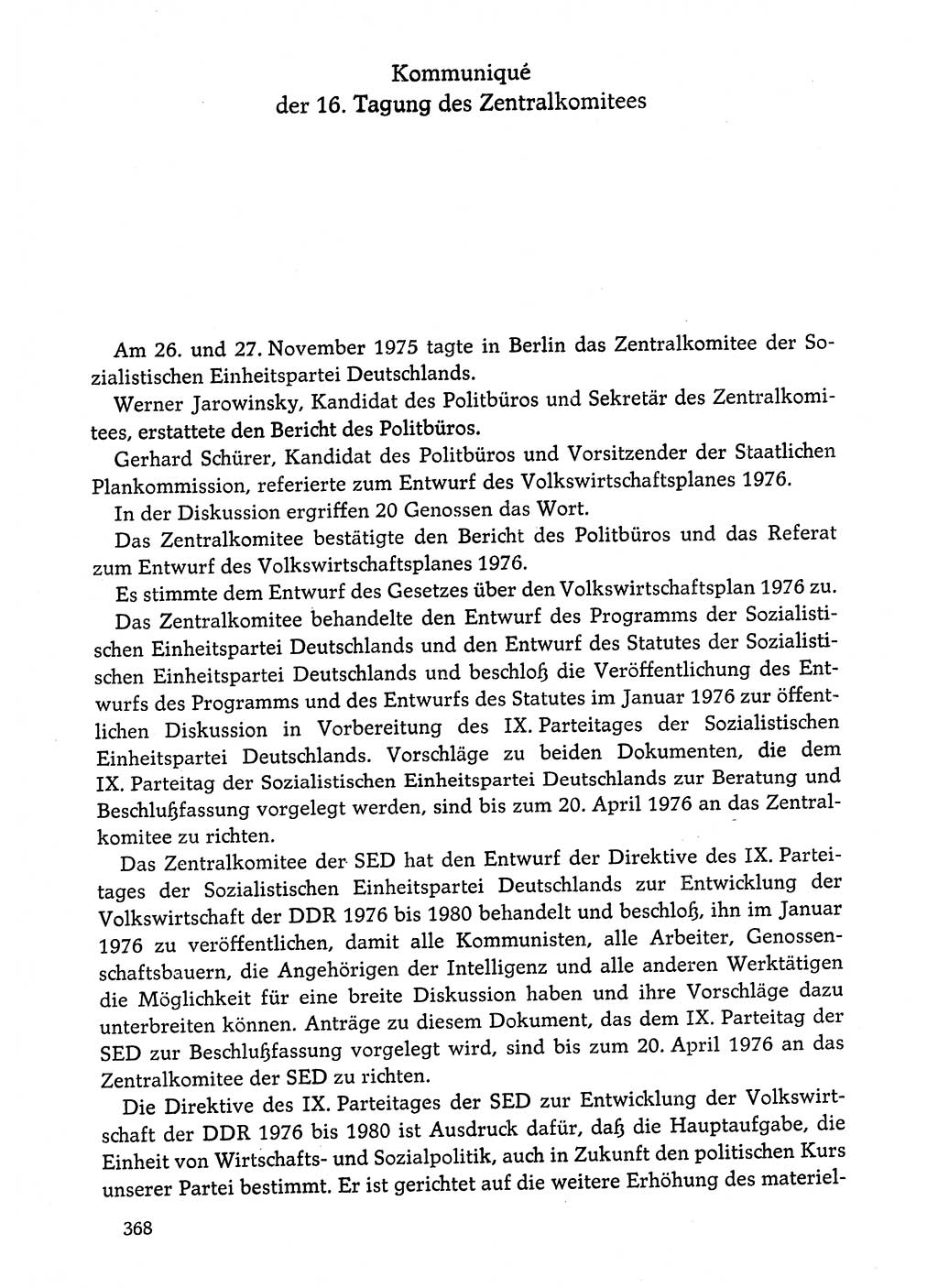 Dokumente der Sozialistischen Einheitspartei Deutschlands (SED) [Deutsche Demokratische Republik (DDR)] 1974-1975, Seite 368 (Dok. SED DDR 1978, Bd. ⅩⅤ, S. 368)