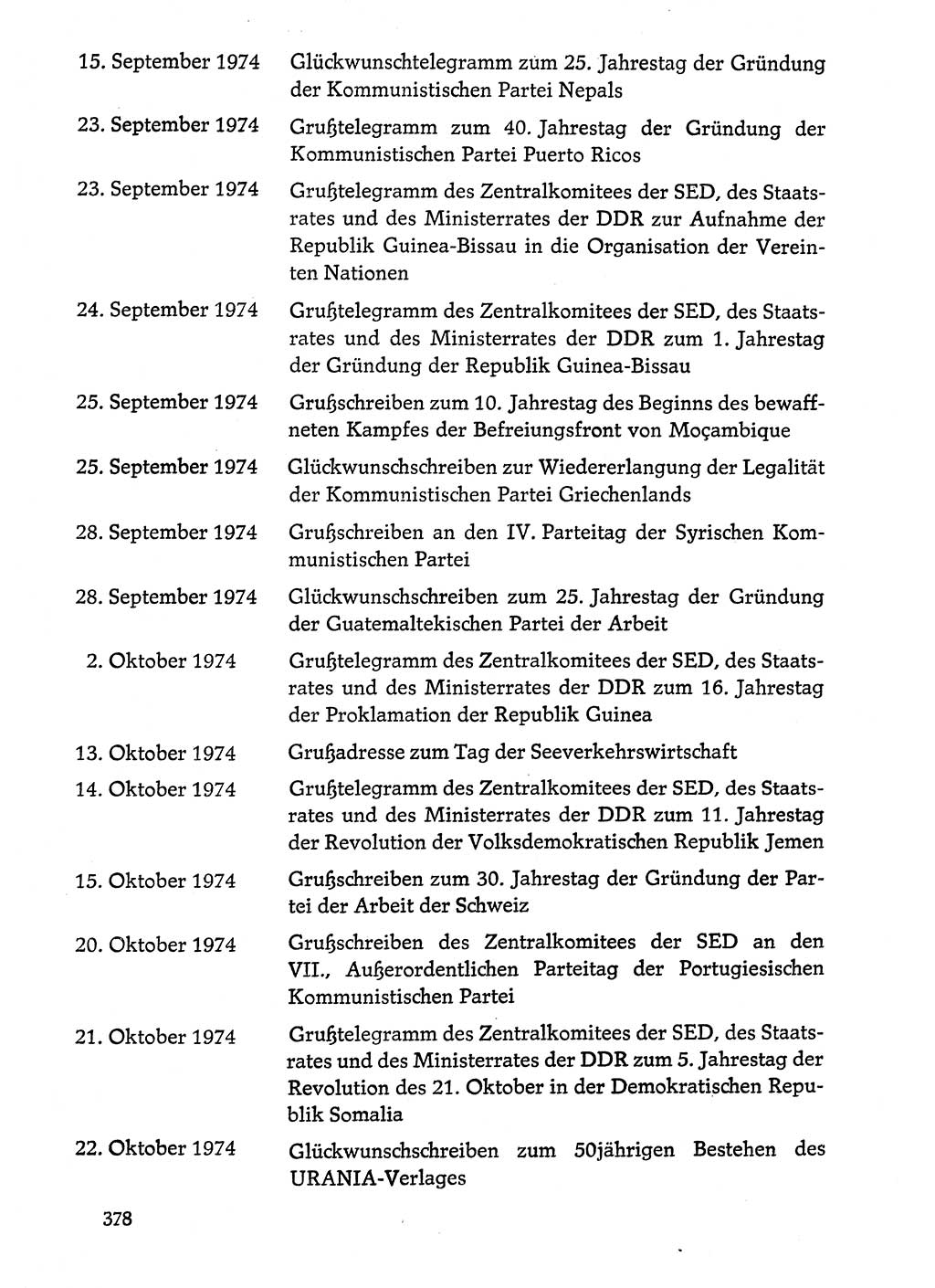 Dokumente der Sozialistischen Einheitspartei Deutschlands (SED) [Deutsche Demokratische Republik (DDR)] 1974-1975, Seite 378 (Dok. SED DDR 1978, Bd. ⅩⅤ, S. 378)