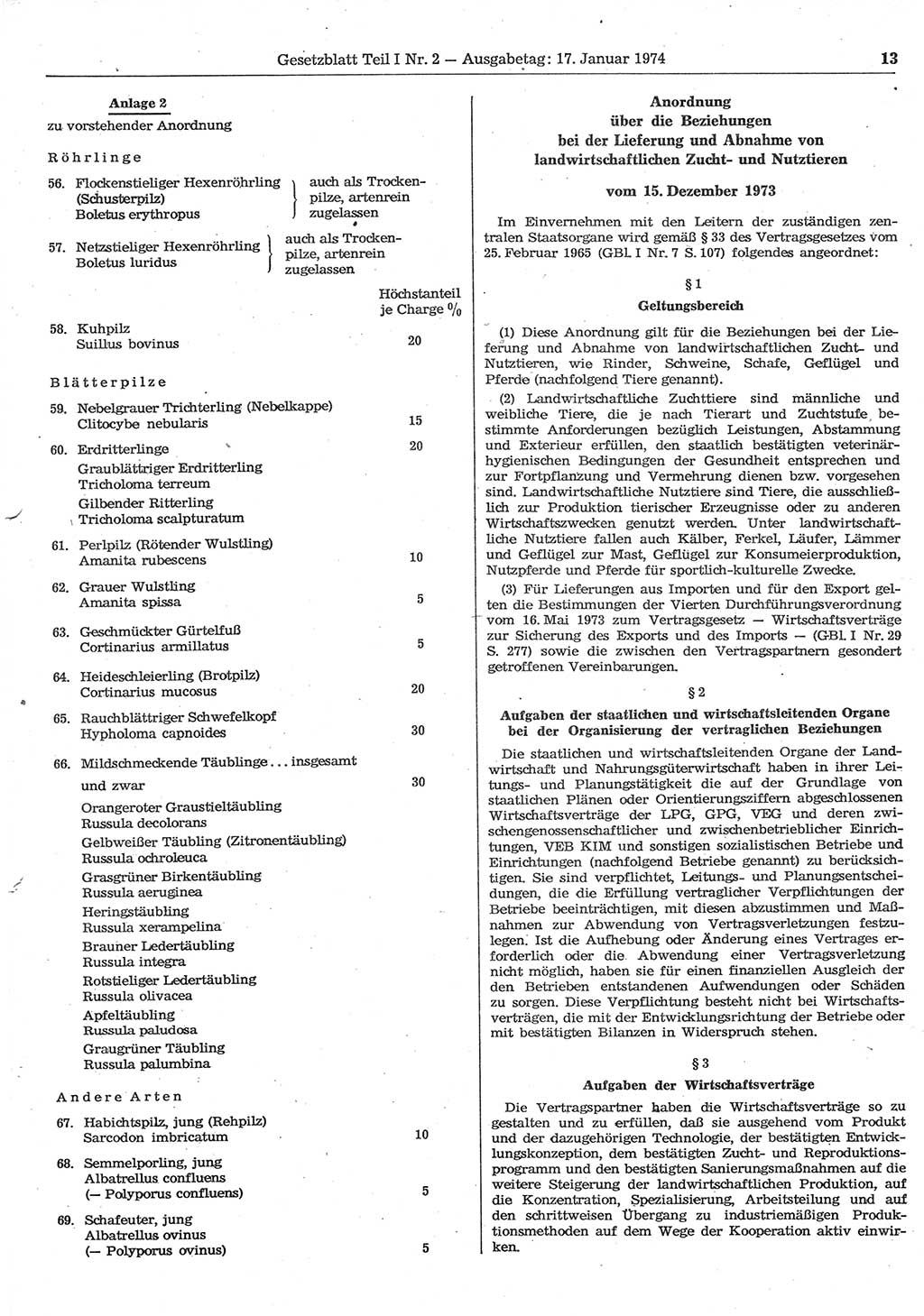 Gesetzblatt (GBl.) der Deutschen Demokratischen Republik (DDR) Teil Ⅰ 1974, Seite 13 (GBl. DDR Ⅰ 1974, S. 13)