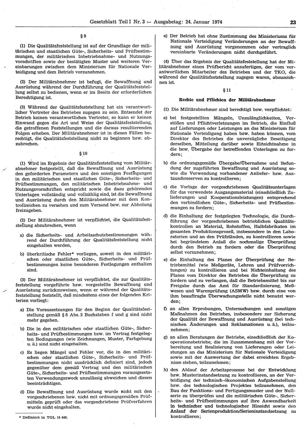 Gesetzblatt (GBl.) der Deutschen Demokratischen Republik (DDR) Teil Ⅰ 1974, Seite 23 (GBl. DDR Ⅰ 1974, S. 23)