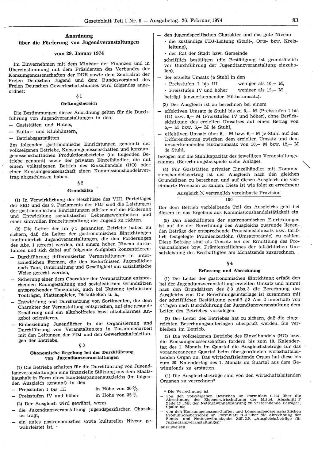 Gesetzblatt (GBl.) der Deutschen Demokratischen Republik (DDR) Teil Ⅰ 1974, Seite 83 (GBl. DDR Ⅰ 1974, S. 83)