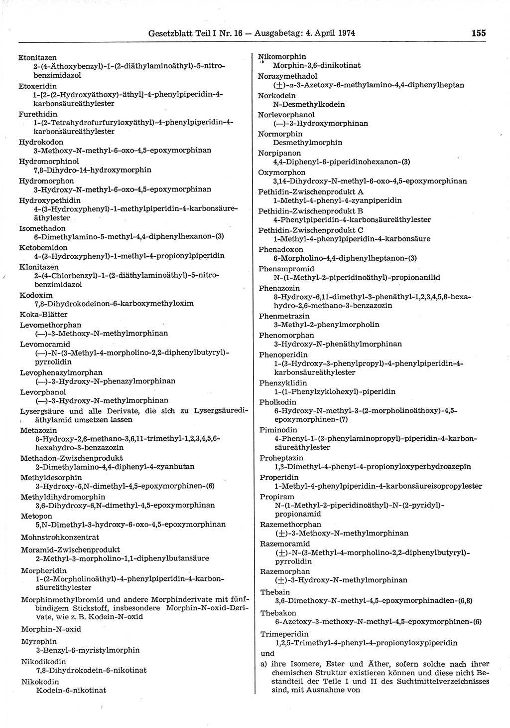 Gesetzblatt (GBl.) der Deutschen Demokratischen Republik (DDR) Teil Ⅰ 1974, Seite 155 (GBl. DDR Ⅰ 1974, S. 155)