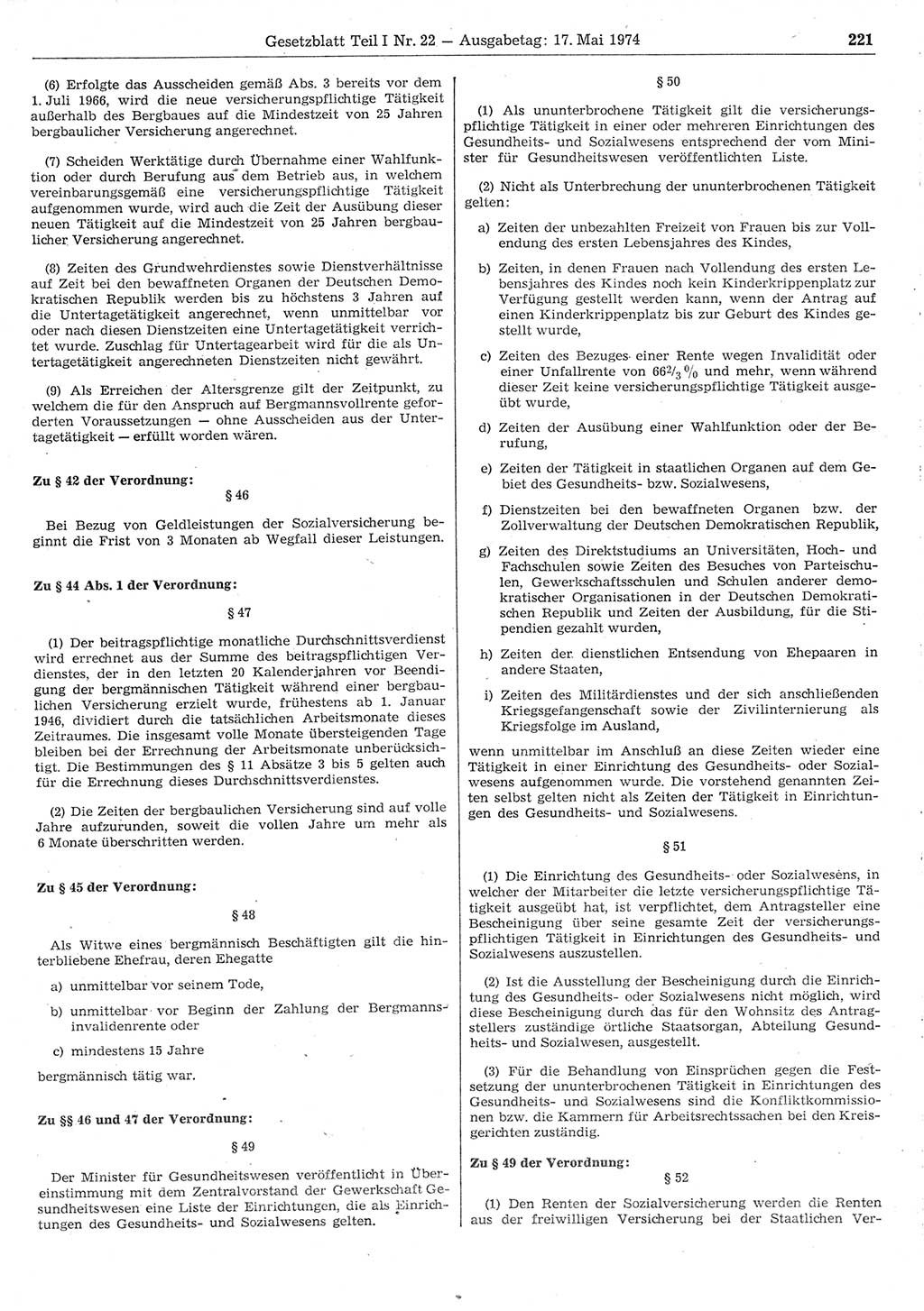 Gesetzblatt (GBl.) der Deutschen Demokratischen Republik (DDR) Teil Ⅰ 1974, Seite 221 (GBl. DDR Ⅰ 1974, S. 221)