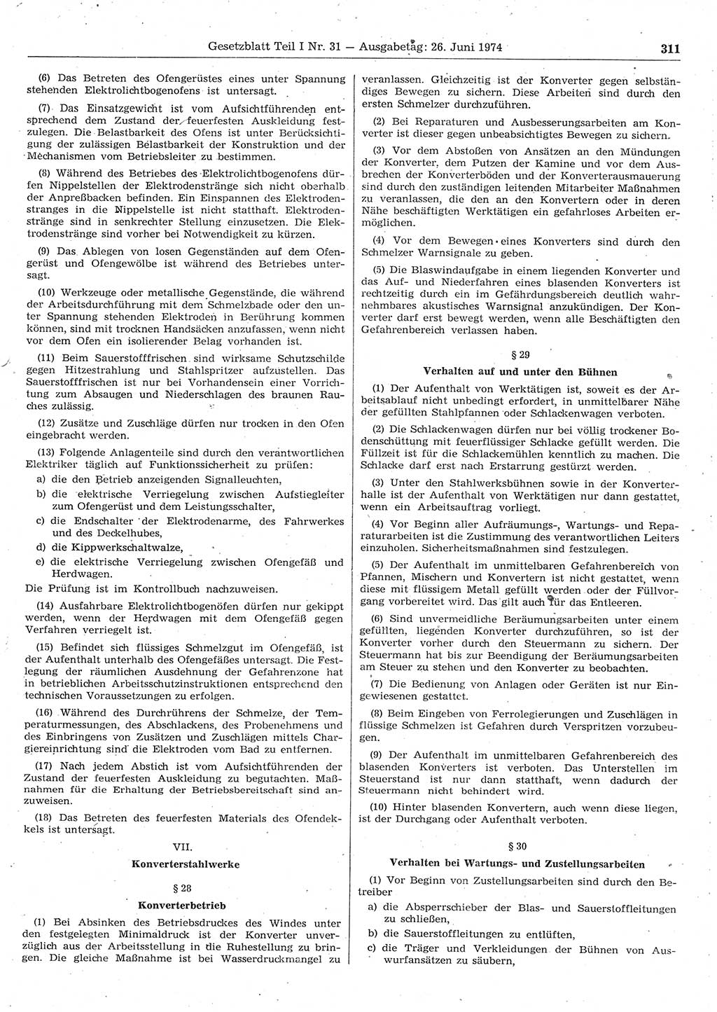 Gesetzblatt (GBl.) der Deutschen Demokratischen Republik (DDR) Teil Ⅰ 1974, Seite 311 (GBl. DDR Ⅰ 1974, S. 311)