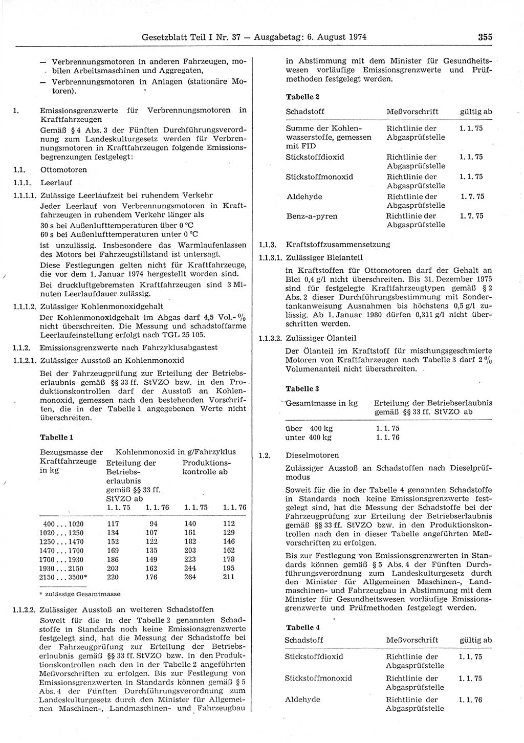 Gesetzblatt (GBl.) der Deutschen Demokratischen Republik (DDR) Teil Ⅰ 1974, Seite 355 (GBl. DDR Ⅰ 1974, S. 355)